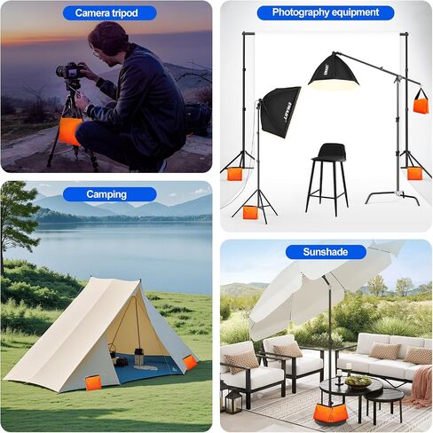 Emart Hight Dick Sandbag Photo Studio Bag Bag Bag Design for Photography Light Stand Tripod ، فناء في الهواء الطلق ، الرياضة ، خيمة منبثقة ، قاعدة مظلة ، التخييم ، كرسي الصيد -4 مجموعة (أسود) in Kuwait