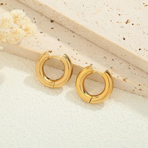 أقراط ذهبية للنساء 18 كيلو متر مطلي بالذهب من الفولاذ المقاوم للصدأ مقاوم للصدأ مكتنزة مجوهر in Kuwait