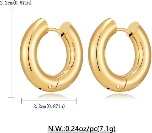أقراط ذهبية للنساء 18 كيلو متر مطلي بالذهب من الفولاذ المقاوم للصدأ مقاوم للصدأ مكتنزة مجوهر in Kuwait