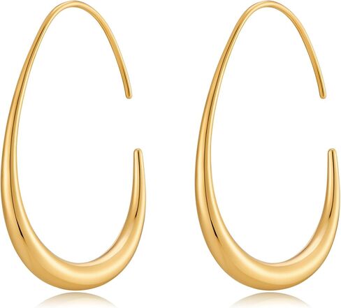 Gold Hoop Earrings for Women 18K Gold Plated Hypoallergenic Stainless Steel Chunky Dual -Hoop Earrings Jewelry with Elegant Presentation Box in Saudi Arabia