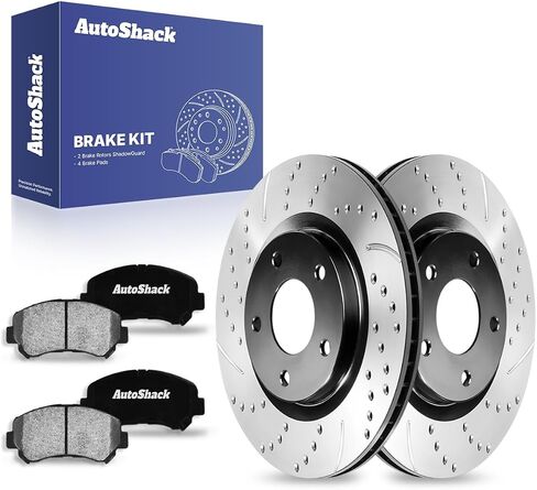 Autoshack Front Brake Kit Praking for Nissan Rogue Select AWD FWD حفر ومزودة بالقرص المغطى بالقرص المغطى بمنصف فرامل السيراميك السوداء 11.65 "295.8 مم SCDPR41514415141338 in Saudi Arabia