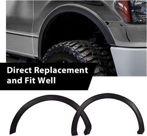 ANDPLAY Pocket-Riveted Fender Flares, Compatible with Ford F150 2009-2014 Styleside with 67.0"/78.8"/97.4" bed models only(Not Fit Platinum and Raptor models) FO1269100, FO1268100 4pcs Textured Style in Kuwait