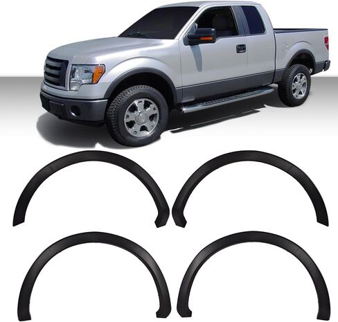 ANDPLAY Pocket-Riveted Fender Flares, Compatible with Ford F150 2009-2014 Styleside with 67.0"/78.8"/97.4" bed models only(Not Fit Platinum and Raptor models) FO1269100, FO1268100 4pcs Textured Style in Kuwait