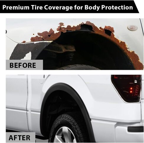 ANDPLAY Pocket-Riveted Fender Flares, Compatible with Ford F150 2009-2014 Styleside with 67.0"/78.8"/97.4" bed models only(Not Fit Platinum and Raptor models) FO1269100, FO1268100 4pcs Textured Style in Kuwait