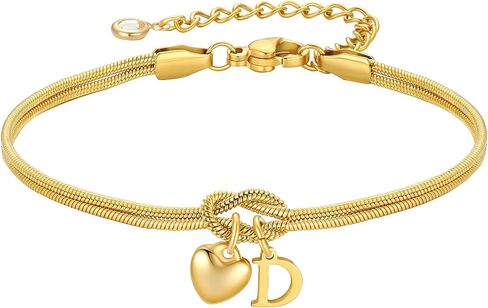 M MOOHAM Initial Knot Bracelets for Women - 18K Gold Plated Initial Knot Bracelets for Women Trendy Letter A-Z Love Charm Bracelet Dainty Gold Jewelry Womens Bridesmaid Birthday Gifts in Saudi Arabia