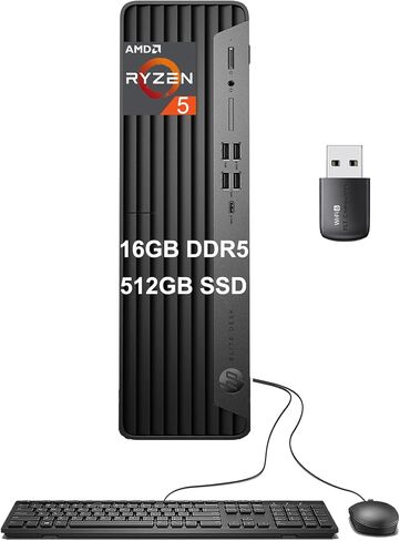 HP Elite SFF 805 G9 Business Desktop PC (32GB DDR5 RAM, 1TB SSD, AMD Ryzen 5 8600G (> Intel i7-1255U)), Small Form Factor for IT, Engineer, Designer, Wi-Fi, Ethernet, HDMI, Display Port, Win 11 Pro in Saudi Arabia