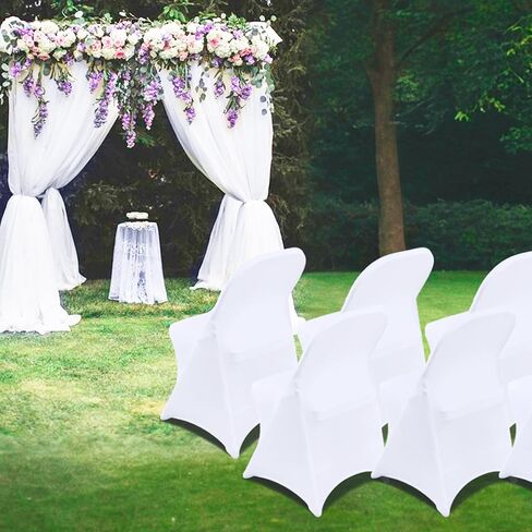 White Chair Covers 30 pcs Stretch Spandex Chair Covers Universal Fitted Chair Cover Protector for Wedding,Party, Banquet, Holidays, Celebration, Decoration（White, 30 PCS） in Saudi Arabia