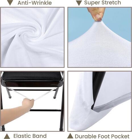 White Chair Covers 30 pcs Stretch Spandex Chair Covers Universal Fitted Chair Cover Protector for Wedding,Party, Banquet, Holidays, Celebration, Decoration（White, 30 PCS） in Saudi Arabia