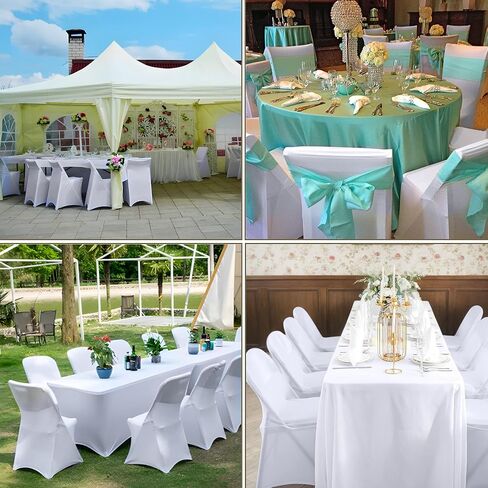 White Chair Covers 30 pcs Stretch Spandex Chair Covers Universal Fitted Chair Cover Protector for Wedding,Party, Banquet, Holidays, Celebration, Decoration（White, 30 PCS） in Saudi Arabia