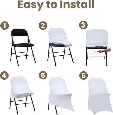White Chair Covers 30 pcs Stretch Spandex Chair Covers Universal Fitted Chair Cover Protector for Wedding,Party, Banquet, Holidays, Celebration, Decoration（White, 30 PCS） in Saudi Arabia