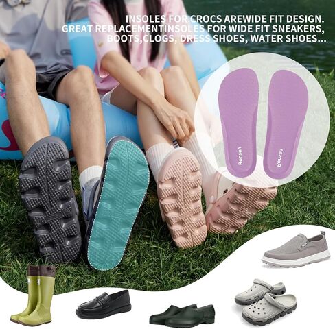 Ronsan Shoe Insoles of Clog Garden Shoes, Extra Wide Barefoot Shoe Inserts Pads for Nurse Shoes, Garden Work Sandals, Thin Replacement Insoles for Women 9 / Men Size 7, Black in Saudi Arabia