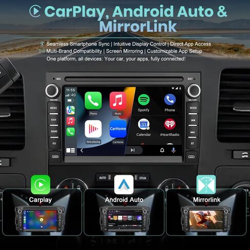 Android 13 Car Stereo Radio for GMC Sierra Yukon Chevy Silverado Tahoe, 7-Inch HD Touchscreen 2GB+64GB with CarPlay/Android Auto, Backup Camera, Fast Boot, Plug and Play in-Dash Navigation Receiver in Kuwait