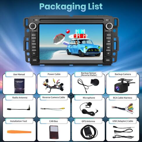 Android 13 Car Stereo Radio for GMC Sierra Yukon Chevy Silverado Tahoe, 7-Inch HD Touchscreen 2GB+64GB with CarPlay/Android Auto, Backup Camera, Fast Boot, Plug and Play in-Dash Navigation Receiver in Kuwait