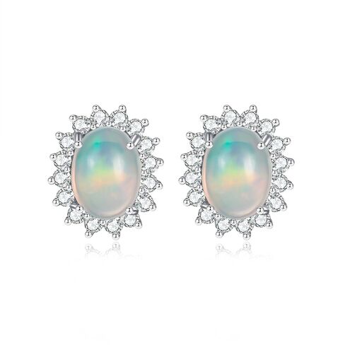 Natural Moonstone Stud Earrings 925 Sterling Silver Earrings for Women Real Rainbow Moonstone Jewelry in Kuwait