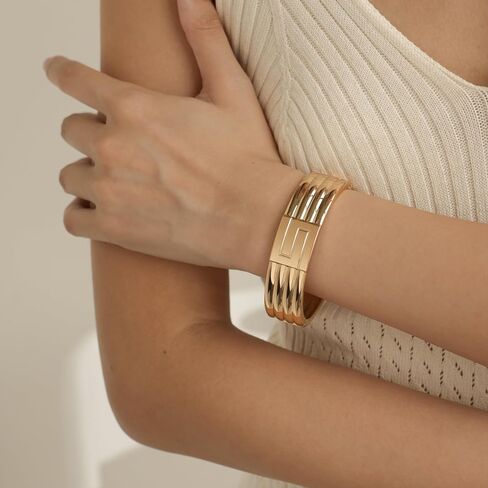 Chunky Gold Bangles Bracelet for Women Trendy Statement Bracelet Simple Gold Jewelry for Women Gifts in Kuwait