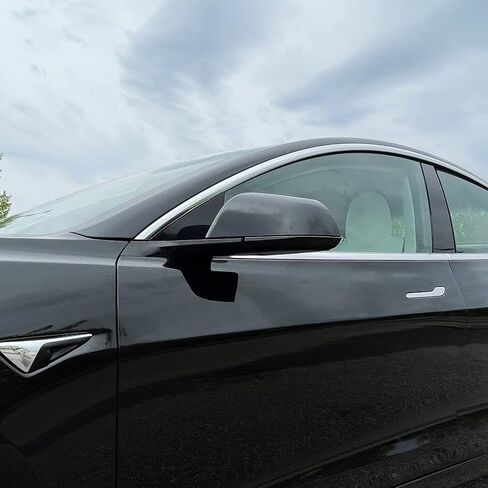 Slickmod Chrome Delete Delete Blackout Vinyl Overlay for Tesia Model 3 - Complete Kit + Extra Side (1. مجموعة كاملة ، ساتين أسود) in Kuwait