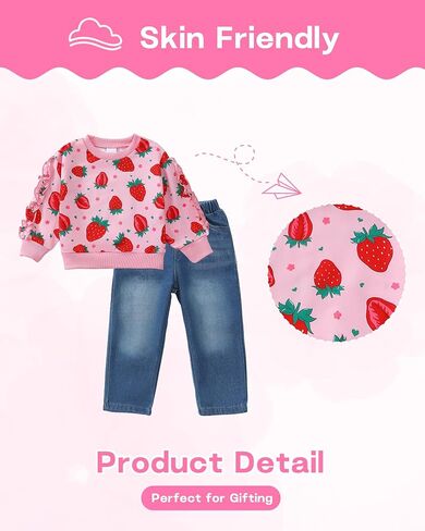 Mikrdoo Baby Toddler Girl Girl Cloths Long Sleeve Shulk Dermts Top Denim Bell Bell Studits Fall Winter With Clothing مجموعات ملابس in Kuwait