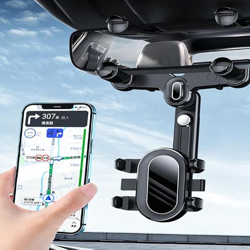 حامل هاتف Dash for Truck Phone Mount لشاحنة الشاحنة الشاقة للشفط + 360 درجة دوران ، حامل الجهاز المحمول لنافذة لوحة القيادة مع ذراع طويلة متوافقة مع iPhone Samsung Big Riger ، Black in Kuwait