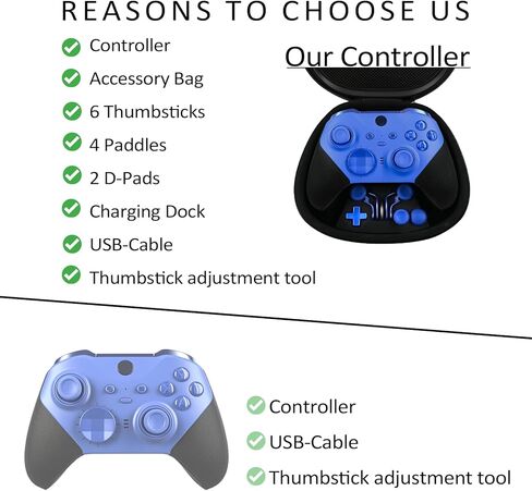 Kankangou Custom Elite Series 2 وحدة تحكم متوافقة مع Xbox Elite Series 2 Controller-White ، وحدة تحكم للألعاب متوافقة مع سلسلة Xbox S/X ، Xbox One ، مع حقيبة ملحق in Kuwait