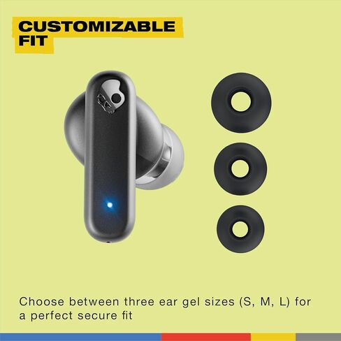 Skullcandy Smokin 'Buds في أذن اللاسلكي ، بطارية 20 ساعة ، و 50 ٪ من المواد البلاستيكية المتجددة ، والميكروفون ، تعمل مع أجهزة iPhone Android و Bluetooth - أسود (متجدد) in Saudi Arabia