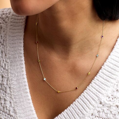 Pure Collection by Ross-Simons 0.80 ct. t.w. Multi-Gemstone Station Necklace in 14kt Yellow Gold in Saudi Arabia