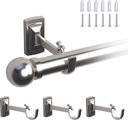 3 Pieces Heavy Duty Adjustable Curtain Rod Brackets, Hardware Curtain Rod Holders, Brushed Nickel Curtain Rod Hooks for Wall in Saudi Arabia