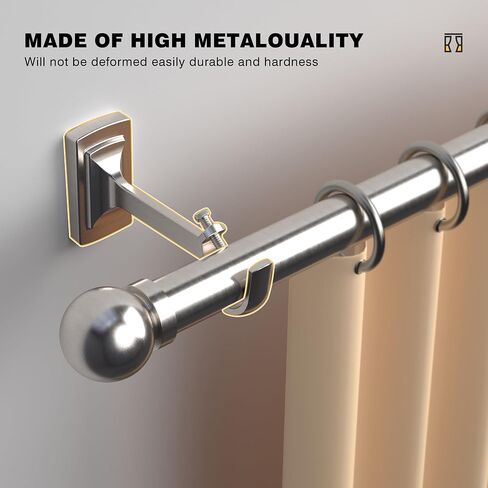 3 Pieces Heavy Duty Adjustable Curtain Rod Brackets, Hardware Curtain Rod Holders, Brushed Nickel Curtain Rod Hooks for Wall in Saudi Arabia