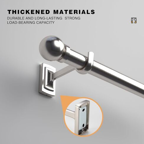 3 Pieces Heavy Duty Adjustable Curtain Rod Brackets, Hardware Curtain Rod Holders, Brushed Nickel Curtain Rod Hooks for Wall in Saudi Arabia