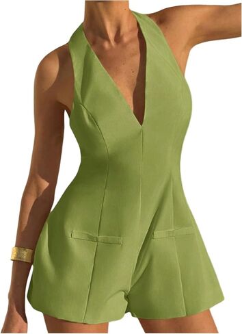 Soly Hux Women Women's Halter Bemsuit Suckivess Wide Legs Out Short in Saudi Arabia