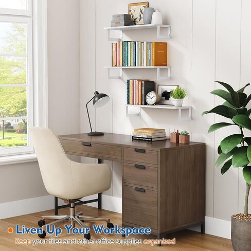 Floating Book Shelves for Wall 3-Pack, 24 Inch Long Wall Mount Bookshelf for Bedroom, Rustic Farmhouse Wood Hanging Bookshelves for Living Room Office Books Plants (Dark Brown) in Kuwait