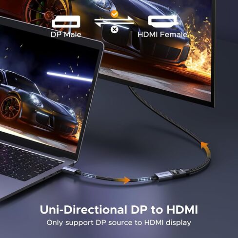 Ugreen 2 Pack 4K DisplayPort to HDMI Adapter ، أحادي الاتجاه DP 1.2 PC إلى HDMI 1.4 محول كابل مضفر من الذكور إلى أنثى لسطح المكتب ، جهاز عرض ، مراقب ، متوافق مع AMD ، NVIDIA ، سلبي ، 0.66 قدم in Saudi Arabia