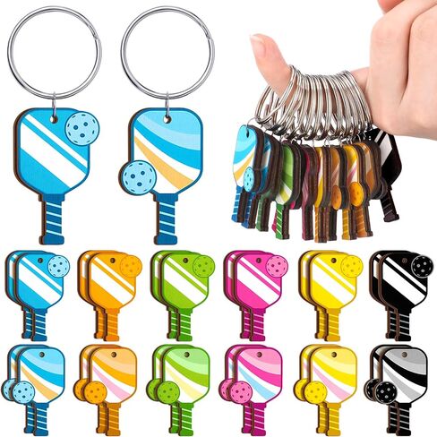 12 PCS Dinkball Keychains Colorful Mini Wooden Sports -keychain Dinkball Gifts for Sports Lovers Team Party Favors in Saudi Arabia