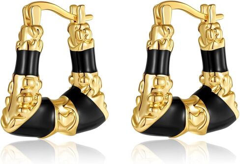 أقراط طباعة الفهد للنساء للنساء الذهبي والأقراط السوداء الأقراط الهندسية دارات الأزرار in Kuwait