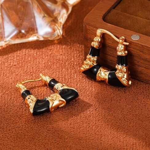 أقراط طباعة الفهد للنساء للنساء الذهبي والأقراط السوداء الأقراط الهندسية دارات الأزرار in Kuwait