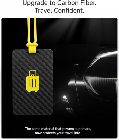 LUGGEX Luggage Tag for Suitcases - Carbon Fiber Accelerate Identification Bag Tag with Reusable Writing Panel - Waterproof & Durable, Travel Essentials（1 Pack） in Kuwait