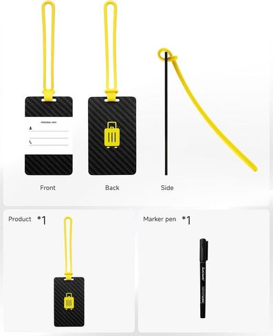 LUGGEX Luggage Tag for Suitcases - Carbon Fiber Accelerate Identification Bag Tag with Reusable Writing Panel - Waterproof & Durable, Travel Essentials（1 Pack） in Kuwait
