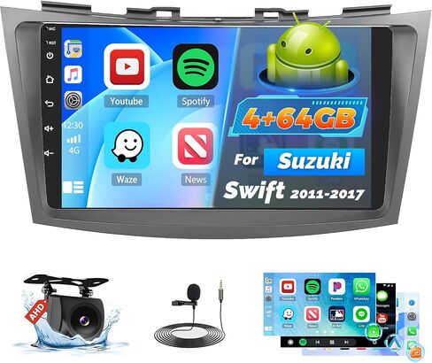 ستيريو راديو سيارة لـ Suzuki Swift 2011 2012 2013 2014 2015 2017 2017 بنيت في Carplay/Android Auto ، 9 بوصة راديو شاشة اللمس مع DSP BT GPS FM RDS WiFi 2G RAM 64G ROM in Saudi Arabia