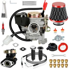 GY6 50CC Carburetor & Scooter Throttle Cable Kit متوافق مع Tao Tao Atm50 Pony Vip Roketa Jonway Lance Scooter Moped 139qmb 4-Stroke ، PD18J President in Kuwait