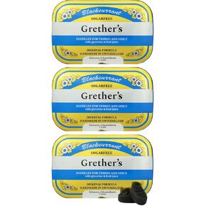 Grether's Sugarfree Pastilles Lemon Ginger Lemon ، Blackcrant ، Blueberry - علاج طبيعي لتجفيف الفم - في الحلق ونكهة صوتية صحية ، تحديث التنفس - 3 عبوة - 3.75 in Kuwait