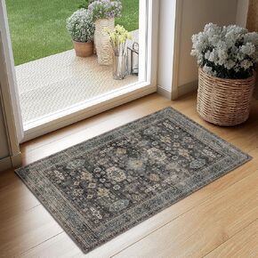 Area Rug Non Slip Machine Washable Ultra Soft Living Room/Bedroom/Kitchen/Outdoor/Classroom Black Grey, 8'×10' in Saudi Arabia