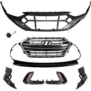 10PCS Front Bumper Cover Set Fit for 2021 2022 2023 Hyundai Elantra Primed with Upper Grille and Lower Lip in Saudi Arabia