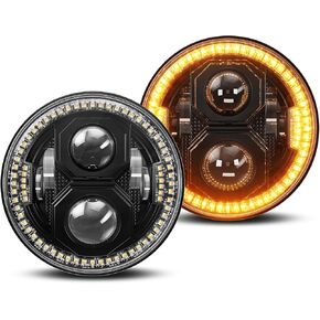 DOT 7 Inch Round LED Headlight,Hi/Lo Beam with White DRL&Amber Turn Signal, Anti-Glare Z-Shaped Dual-Beam Projector Fit For 1976-2018 Wrangler JK TJ LJ Che-vy,Lighting for Off-Road Night Adventure in Kuwait