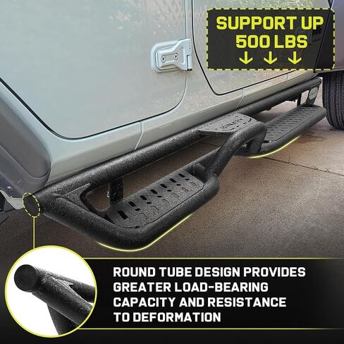 BINARY STAR Running Boards Compatible with Vehicle 2007-2018 Jeep Wrangler JK 2 Door, 6 Inch Two-Stair Side Steps Made with Carbon Steel, Wrangler JK Side Steps Truck Step Bars Nerf Bars in Kuwait