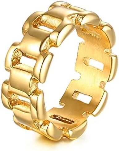 VNOX Gold Thumb Rings for Women 丨 14k Gold Plated Stainless Steel Chunky Statement Rings Link Band Ring Stackable Rings Chunky Signet Ring for Womens Jewelry Trendy in Saudi Arabia