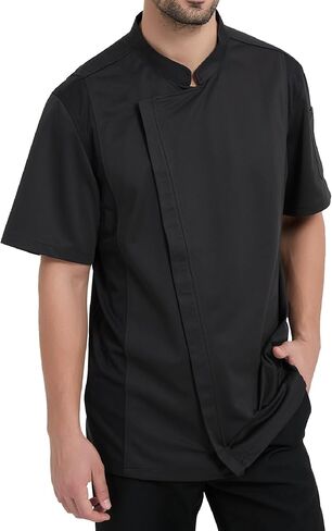 معطف Chickned Vented Coat Stretch Black Chef Stack in Kuwait
