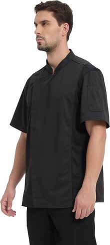 معطف Chickned Vented Coat Stretch Black Chef Stack in Kuwait