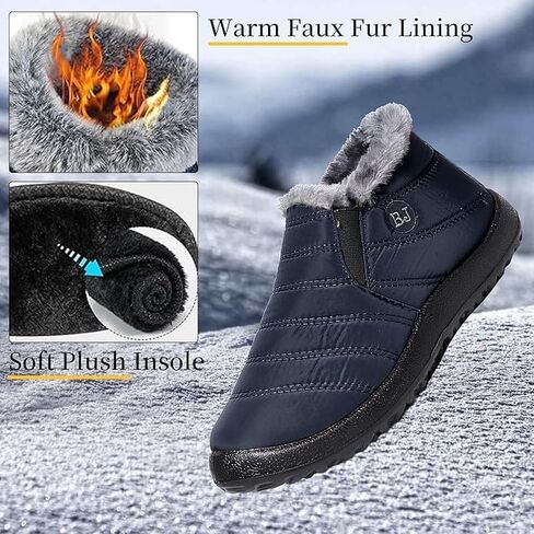 Waterproof Snow Boots for Women Outdoor Warm Fur Lined Booties Winter Comfortable Ankle Boots Lightweight Short Boots in Saudi Arabia