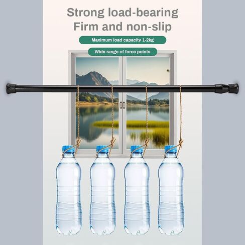 Adjustable Telescopic Tension Rod - High-Carbon Steel, 40-70cm, Black, Easy Installation for Bathroom Curtains & Home Organization in Saudi Arabia