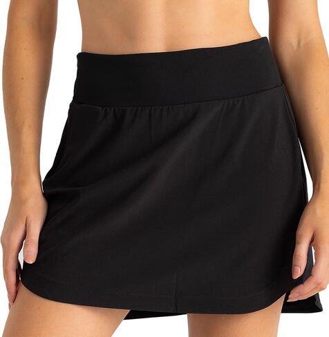 Skort النشط المبطن للنساء المبطنة بالنساء ، 15 " - بطانة خيزران فيسكوز ، حماية من أشعة الشمس 50+ ، تنانير تمتد للنساء - دخان ، كبير in Saudi Arabia