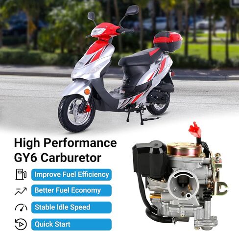 GY6 50CC Carburetor & Scooter Throttle Cable Kit متوافق مع Tao Tao Atm50 Pony Vip Roketa Jonway Lance Scooter Moped 139qmb 4-Stroke ، PD18J President in Kuwait